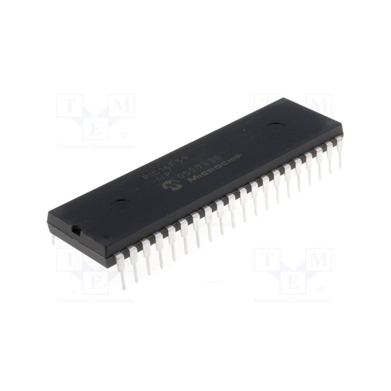 1 pcs x MICROCHIP TECHNOLOGY - PIC16F59-I/P - IC: PIC microcontroller, 3kB, 20MHz, ICSP, 2÷5.5VDC, THT, DIP40
