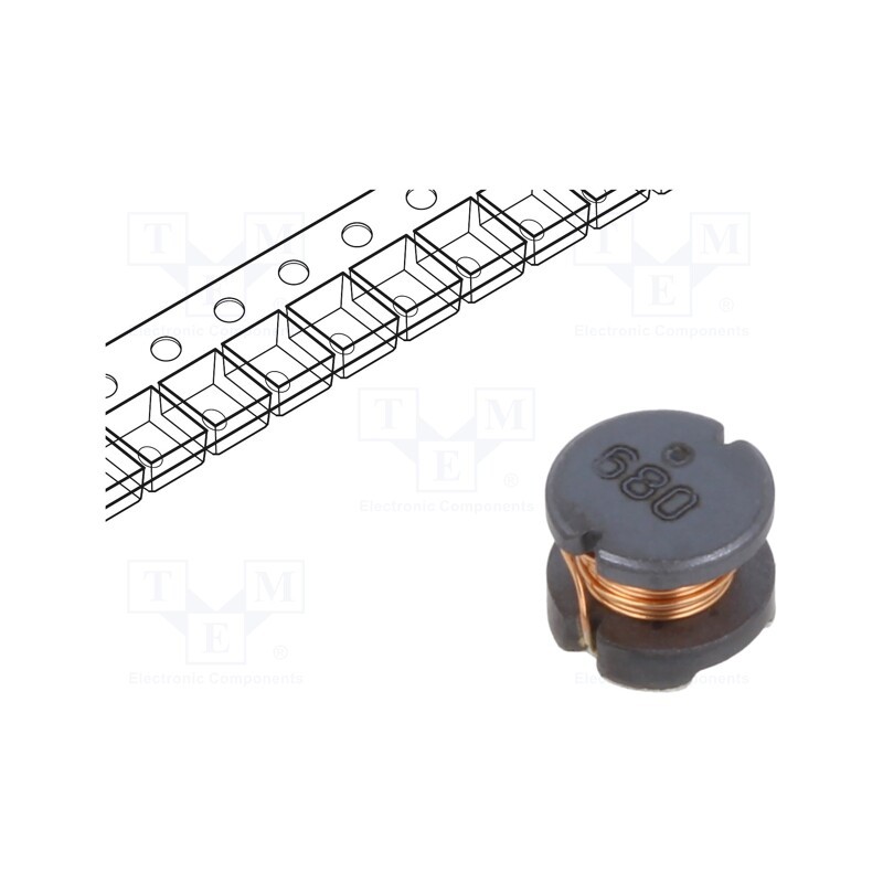 2 pcs x BOURNS - SDR0604-680KL - Inductor: wire, SMD, 68uH, 620mA, ±10%, Q: 22, Ø: 5.8mm, H: 4.8mm, 520mΩ