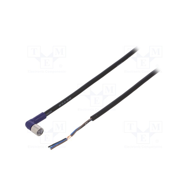 1 pcs x OMRON - XS3F-LM8PVC3A2M - Connection lead, M8, PIN: 3, angled, 2m, plug, 0.5A, -10÷65°C, PVC