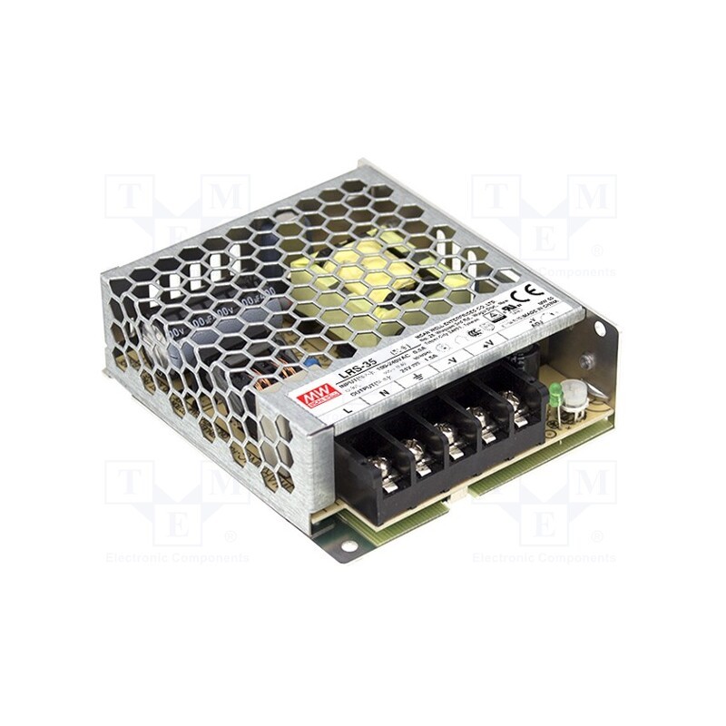 1 pcs x MEAN WELL - LRS-35-15 - Power supply: switched-mode, for building in,modular, 36W, 15VDC