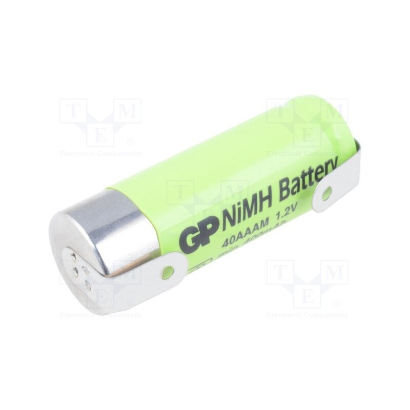 1 pcs x GP - 40AAAM - Re-battery: Ni-MH, 2/3AAA, 1.2V, 400mAh, Ø10.2x29.3mm, 40mA