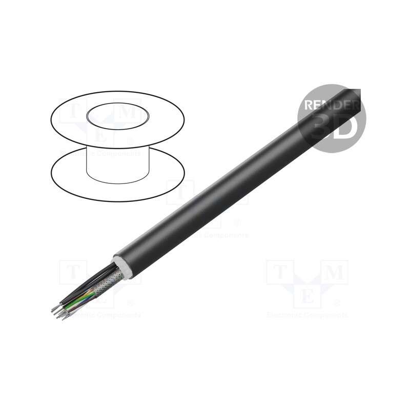 1 rol x HARTING - 9456000342 - Wire: data transmission, hybrid, black, stranded, Cu,tinned, PUR