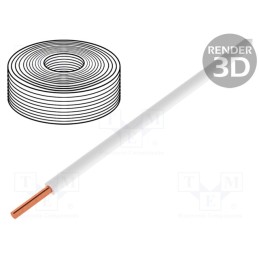 1 rol x DONAU ELEKTRONIK - 150-015 - Wire, stranded, Cu, 0.5mm2, PVC, white, 60V, 10m, Class: 5, 1x0.5mm2