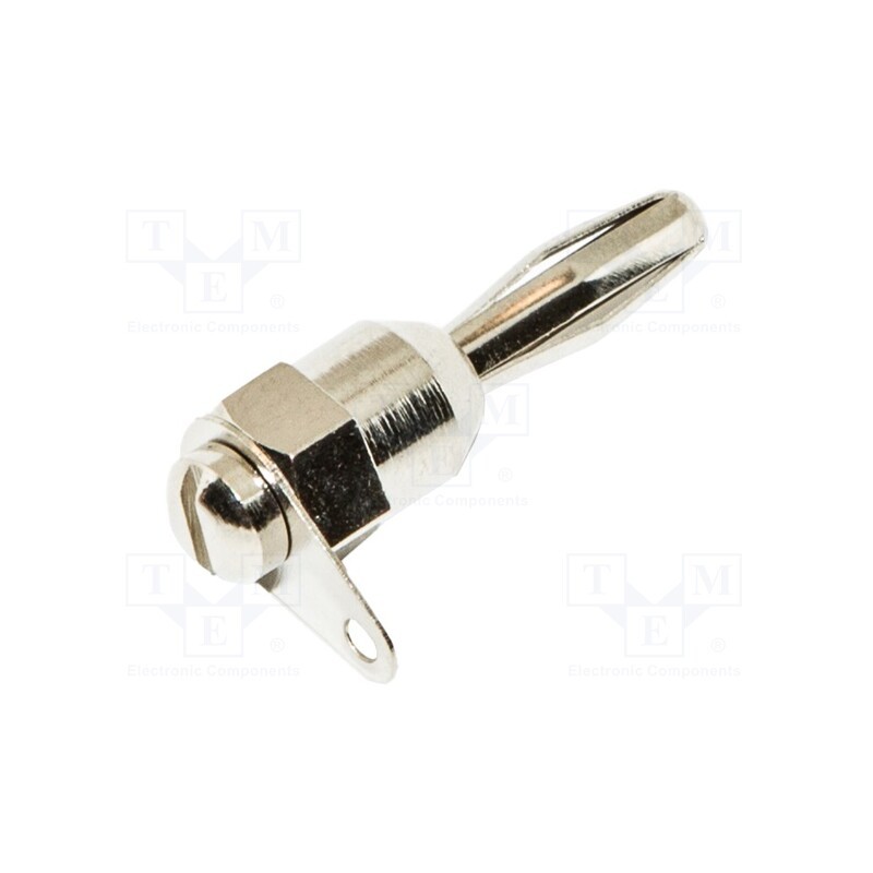 1 pcs x MUELLER ELECTRIC - BU-00242 - Plug, 4mm banana, 15A, 25mm, nickel plated, soldered,on panel