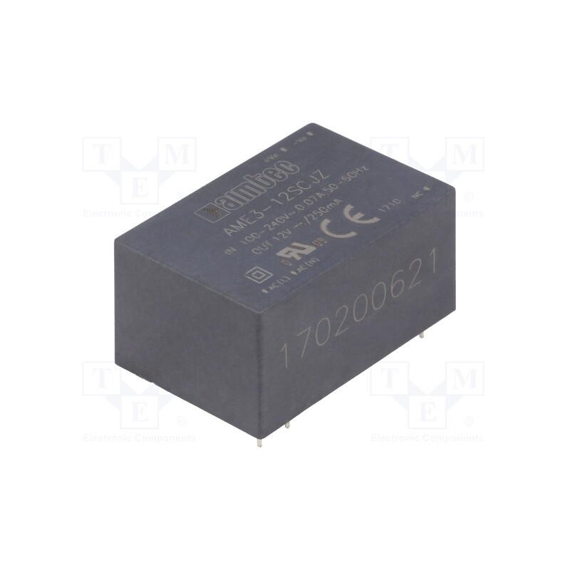 1 pcs x AIMTEC - AME3-12SCJZ - Converter: AC/DC, 3W, 85÷264VAC, Usup: 100÷370VDC, Uout: 12VDC, 77%