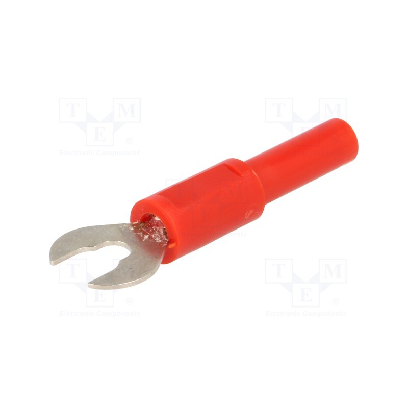 1 pcs x ELECTRO-PJP - ADA3034-R - Fork terminals, banana 4mm socket,fork terminal, 60VDC, 36A, red