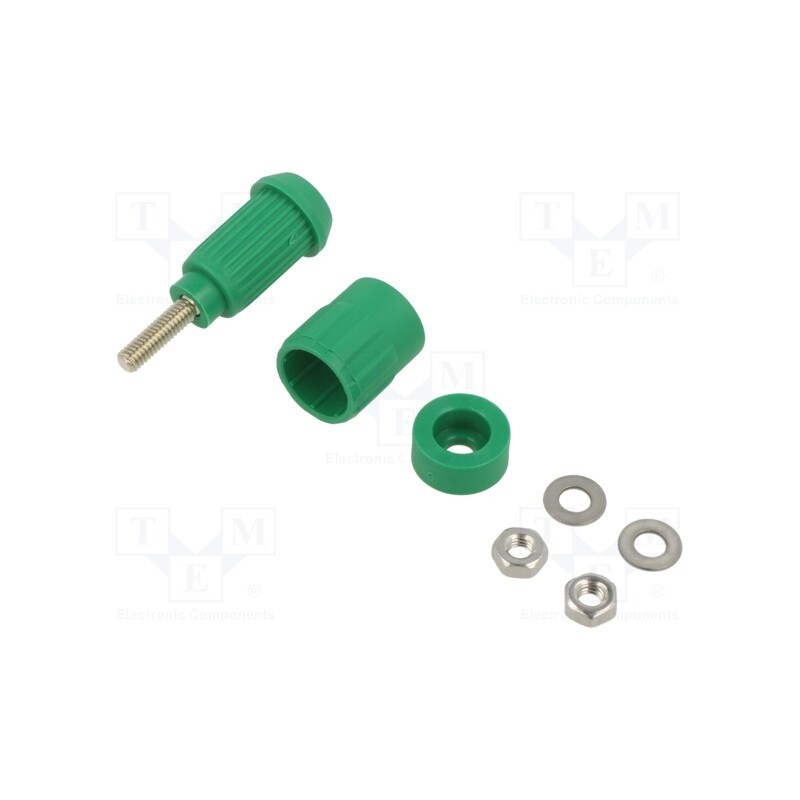 1 pcs x STu00c4UBLI - 66.9684-25 - Socket, 4mm banana, 20A, green, screw, insulated