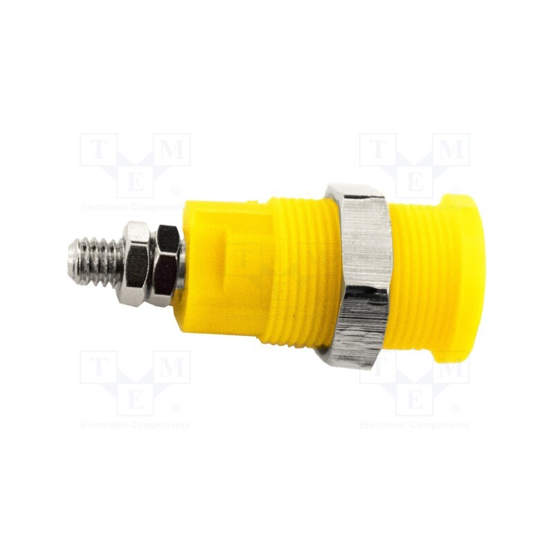 1 pcs x MUELLER ELECTRIC - BU-P72930-4 - 4mm banana, 36A, 1kV, yellow, nickel plated, on panel,screw, brass