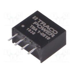 1 pcs x TRACO POWER - TBA 1-0519 - Converter: DC/DC, 1W, Uin: 4.5÷5.5V, Uout: 9VDC, Iout: 110mA, SIP4