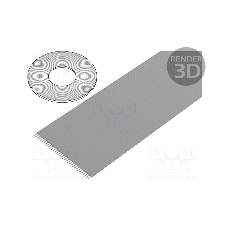 1 rol x 3M - 3801/34 (100FT) - Wire: ribbon, 1.27mm, stranded, Cu, unshielded, PVC, grey, 30.5m