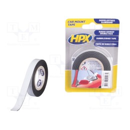 1 rol x HPX - ZC0023 - Tape: fixing, W: 12mm, L: 2m, double-sided, black