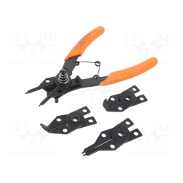 1 set x PG TOOLS - PGT525 - Pliers, for circlip, angular,straight,replaceable tips