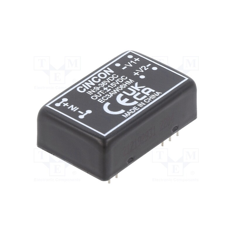 1 pcs x CINCON - EC3AW06HM - Converter: DC/DC, 3W, Uin: 9÷36V, Uout: 15VDC, Uout2: -15VDC, DIP24