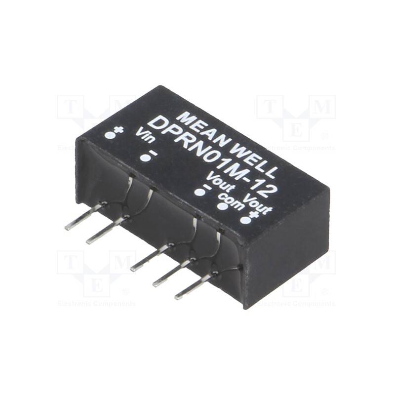 1 pcs x MEAN WELL - DPRN01M-12 - Converter: DC/DC, 1W, Uin: 11.4÷13.2V, Uout: 12VDC, Uout2: -12VDC