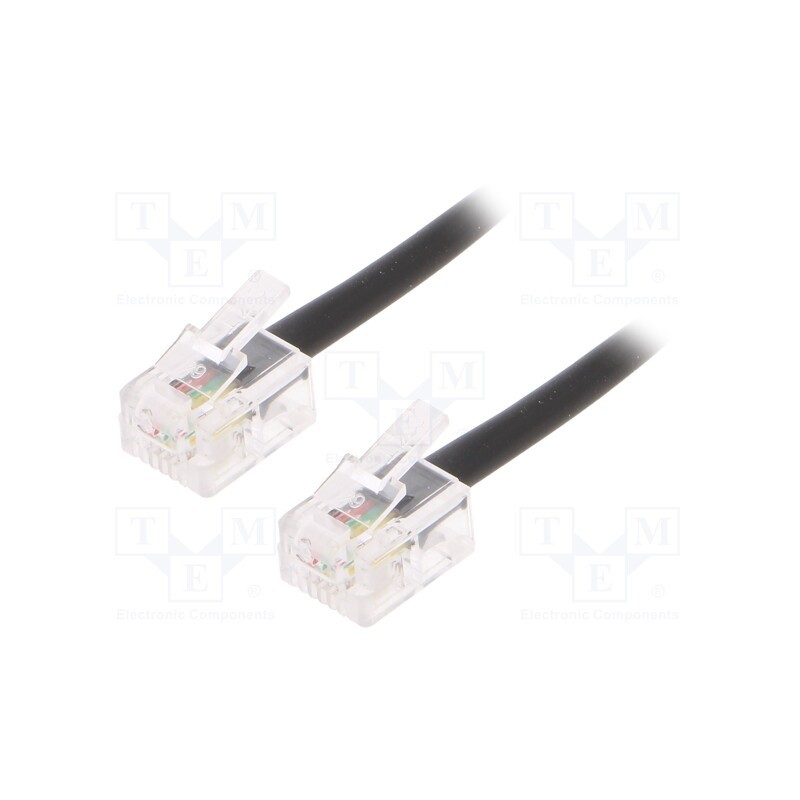 1 pcs x GEMBIRD - TC6P4CR-2M - Cable: telephone, RJ11 plug,both sides, 2m, black, Cablexpert