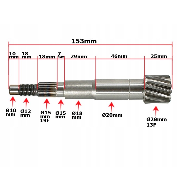 Main clutch shaft atv 150cc fuxin diablo