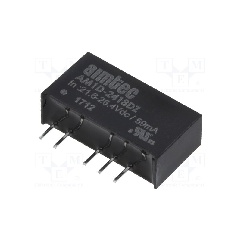 1 pcs x AIMTEC - AM1D-2418DZ - Converter: DC/DC, 1W, Uin: 21.6÷26.4V, Uout: 18VDC, Uout2: -18VDC