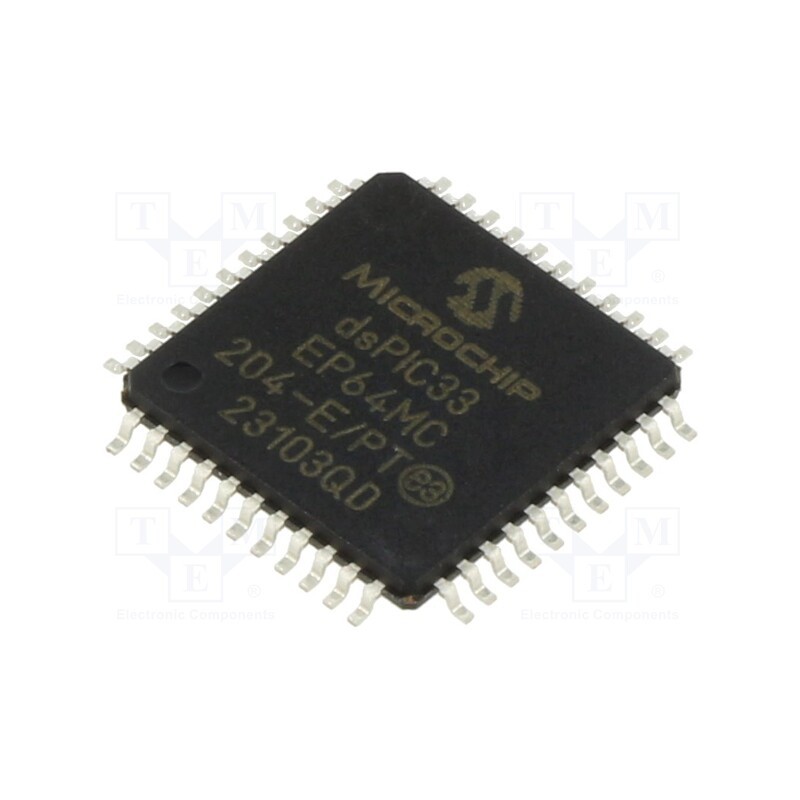 1 pcs x MICROCHIP TECHNOLOGY - DSPIC33EP64MC204-E/PT - IC: dsPIC microcontroller, 64kB, 8kBSRAM, TQFP44, 3÷3.6VDC, DSPIC