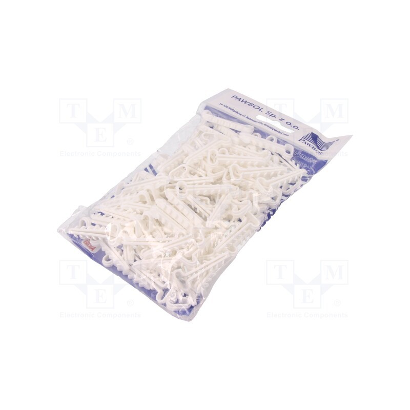 1 pcg x PAWBOL - H.7313 - Holder, white, for flat cable,YDYp 3x2,5, 100pcs, USMP 3, 6÷7mm