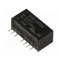 1 pcs x RECOM - RS6-0505S - Converter: DC/DC, 6W, Uin: 4.5÷9V, Uout: 5VDC, Iout: 1.2A, SIP8, RS6