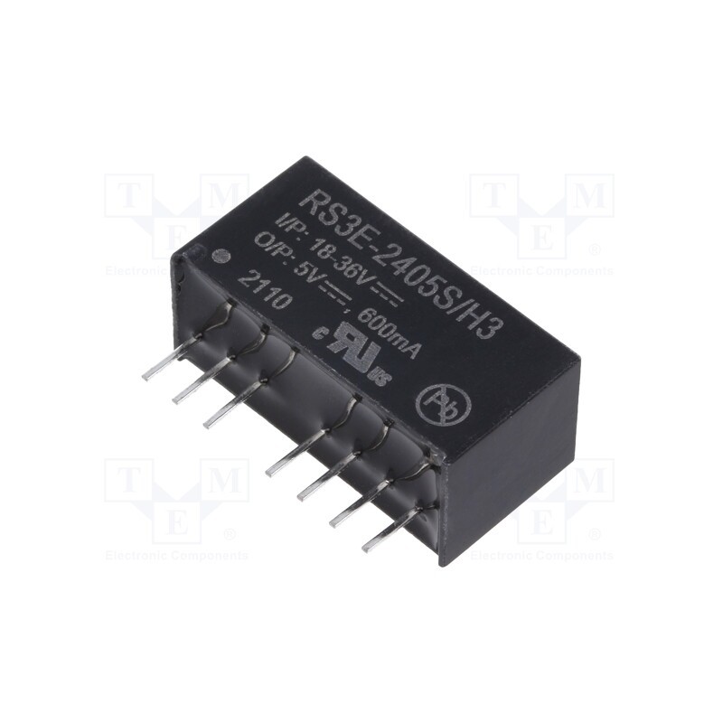 1 pcs x RECOM - RS3E-2405S/H3 - Converter: DC/DC, 3W, Uin: 18÷36V, Uout: 5VDC, Iout: 600mA, SIP8, RS3E