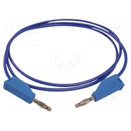 1 pcs x VELLEMAN - TLM8BL - Test lead, 30VAC, 3A, banana plug 4mm,both sides, Len: 1m, blue