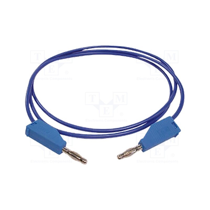 1 pcs x VELLEMAN - TLM8BL - Test lead, 30VAC, 3A, banana plug 4mm,both sides, Len: 1m, blue