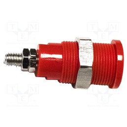 1 pcs x MUELLER ELECTRIC - BU-P72930-2 - 4mm banana, 36A, 1kV, red, nickel plated, on panel,screw, brass