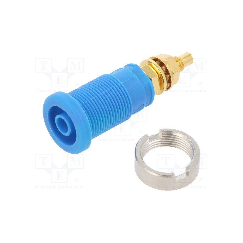 1 pcs x HIRSCHMANN T&M - SEB 2600 G M4 BL - Socket, 4mm banana, 32A, 1kVDC, blue, gold-plated, screw, 39mm