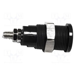 1 pcs x MUELLER ELECTRIC - BU-P72930-0 - 4mm banana, 36A, 1kV, black, nickel plated, on panel,screw, brass