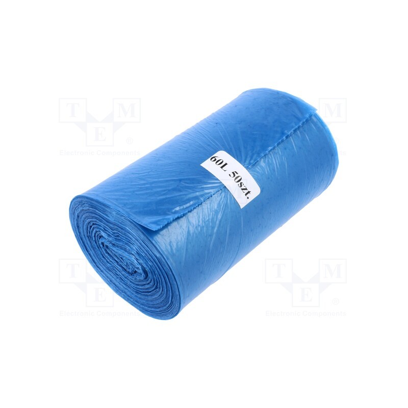 1 rol x PLAST - 1723614 - Trash bags, polyetylene LD, blue, 60l, 50pcs.