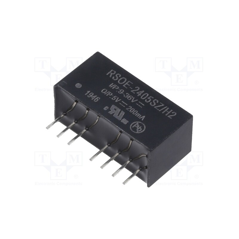 1 pcs x RECOM - RSOE-2405SZ/H2 - Converter: DC/DC, 1W, Uin: 9÷36V, Uout: 5VDC, Iout: 200mA, SIP8