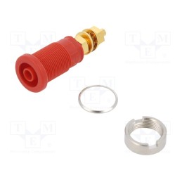 1 pcs x HIRSCHMANN T&M - SEB 2600 G M4 RT - Socket, 4mm banana, 32A, 1kVDC, red, gold-plated, screw, 39mm