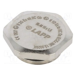 1 pcs x LAPP - 52103113 - Stopper, M16, 1.5, IP68, brass, Plating: nickel, with seal, 20mm