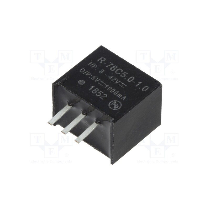 1 pcs x RECOM - R-78C5.0-1.0 - Converter: DC/DC, 5W, Uin: 8÷42V, Uout: 5VDC, Iout: 1A, SIP3, PCB