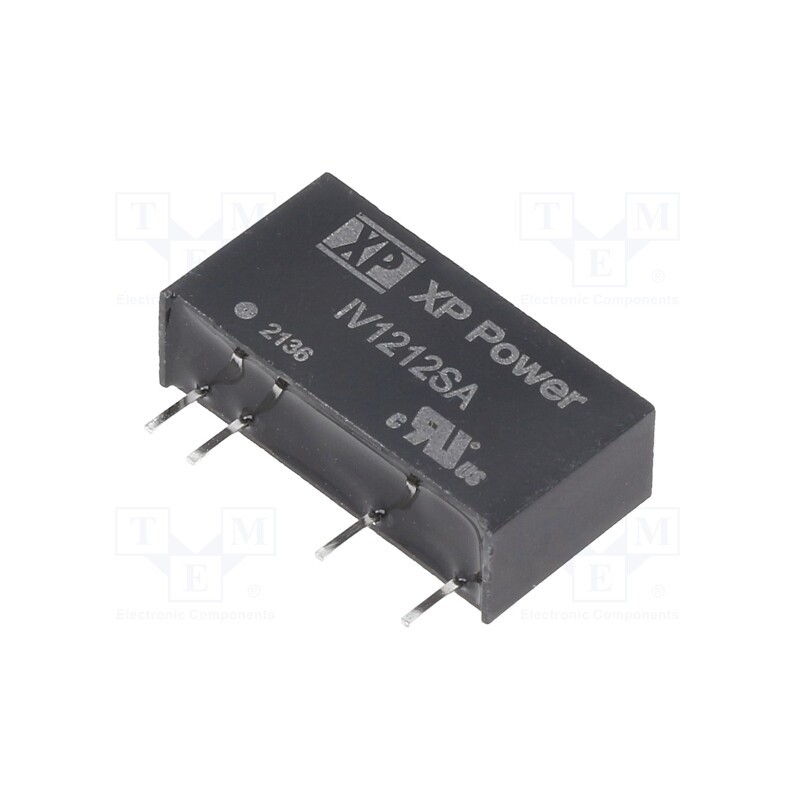 1 pcs x XP POWER - IV1212SA - Converter: DC/DC, 1W, Uin: 12V, Uout: 12VDC, Iout: 84mA, SIP, 80kHz