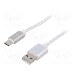 1 pcs x GEMBIRD - CCB-MUSB2B-AMCM-6-S - Cable, USB 2.0, USB A plug,USB C plug, gold-plated, 1.8m, silver