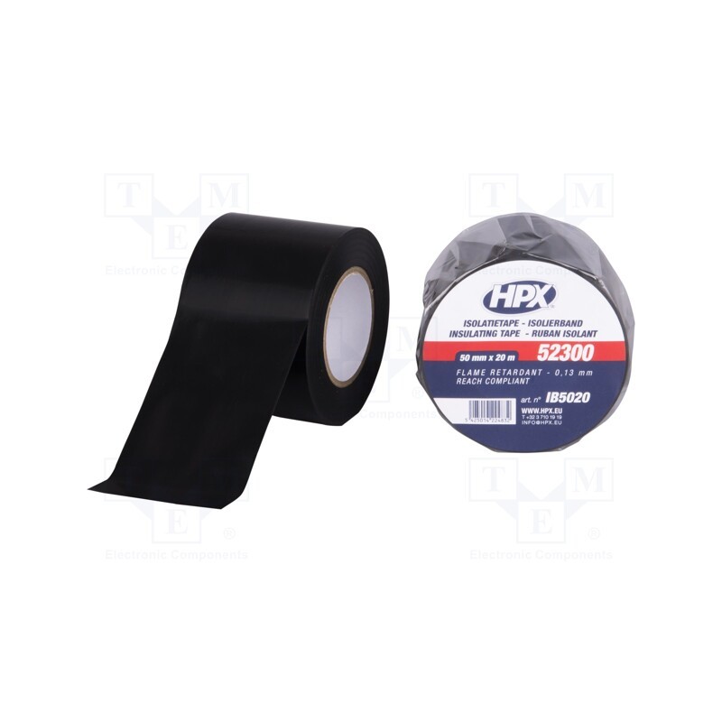 1 rol x HPX - IB5020 - Tape: electrical insulating, W: 50mm, L: 20m, Thk: 0.12mm, black