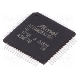 1 pcs x MICROCHIP TECHNOLOGY - ATSAMD51J19A-AU - IC: ARM microcontroller, TQFP64, 1.71÷3.6VDC, ATSAMD5