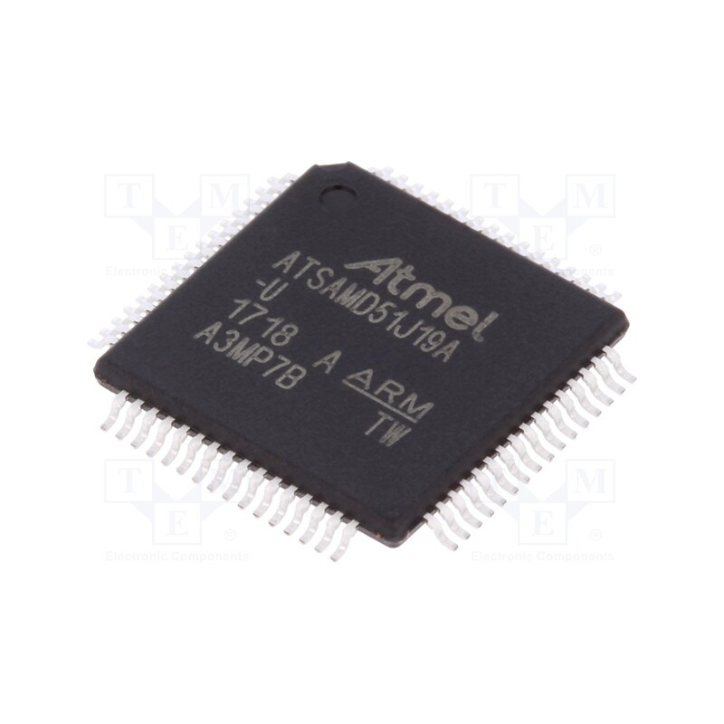1 pcs x MICROCHIP TECHNOLOGY - ATSAMD51J19A-AU - IC: ARM microcontroller, TQFP64, 1.71÷3.6VDC, ATSAMD5