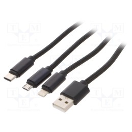 1 pcs x GEMBIRD - CC-USB2-AM31-1M - Cable, USB 2.0, 1m, black, textile, Cablexpert
