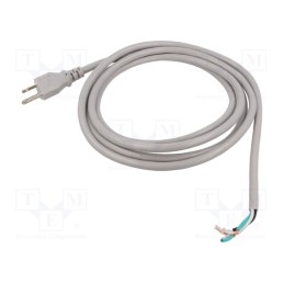 1 pcs x Qualtek Electronics - 211018-06 - Cable, 3x18AWG, NEMA 5-15 (B) plug,wires, PVC, 2.4m, grey, 10A