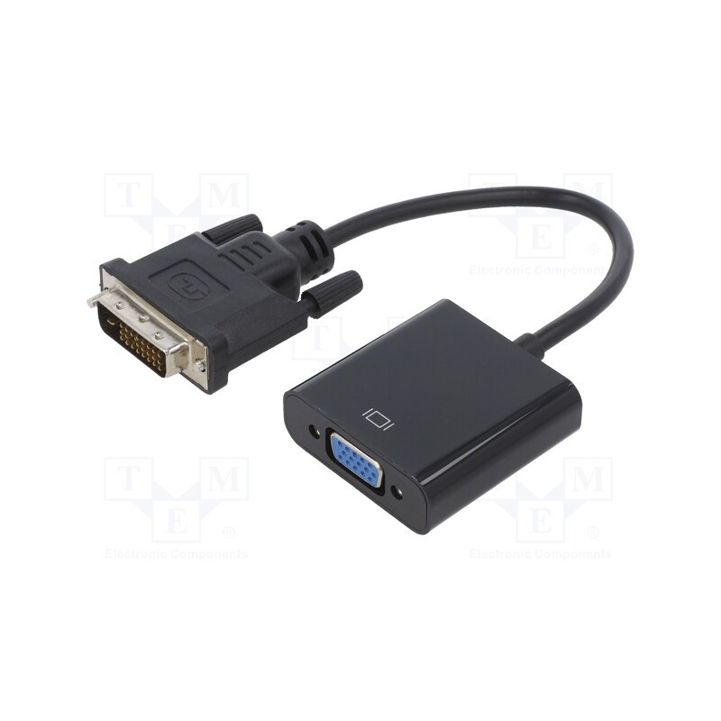 1 pcs x GEMBIRD - A-DVID-VGAF-01 - Converter, D-Sub 15pin HD socket,DVI-D (24+1) plug, 0.2m, black