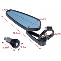 Set of black mirrors with ATV handlebar mounts