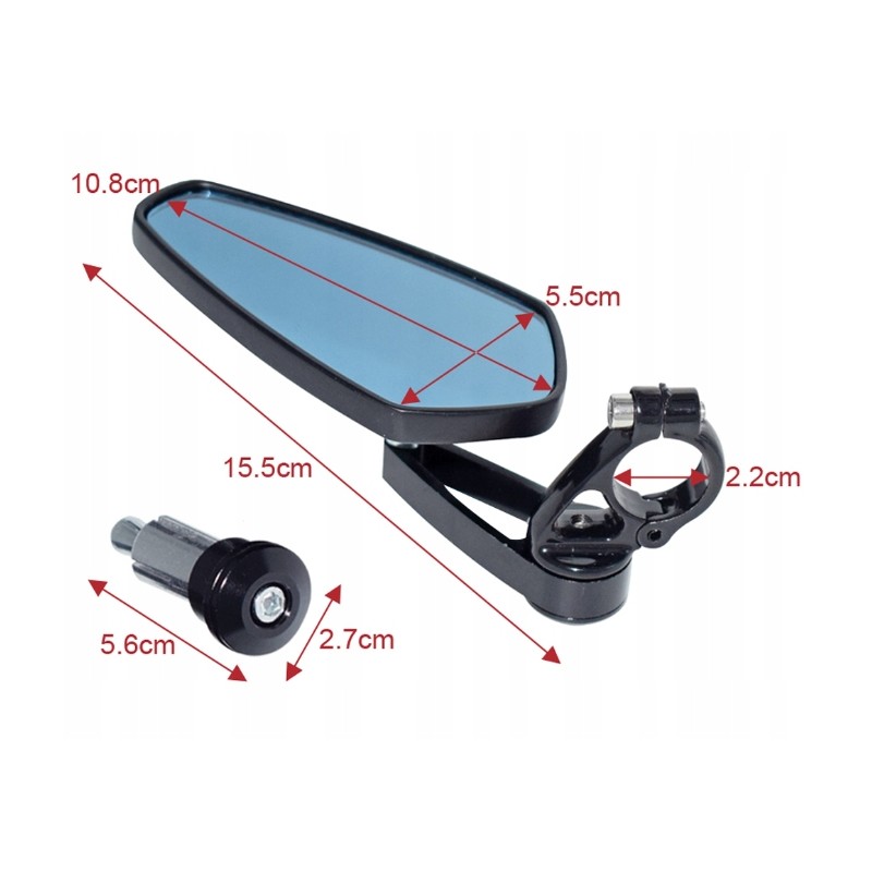 Set of black mirrors with ATV handlebar mounts