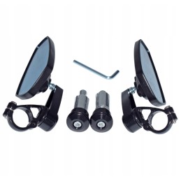 Set of black mirrors with ATV handlebar mounts