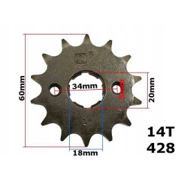 Front sprocket 428 14z atv street cg 150 cg 200 rob
