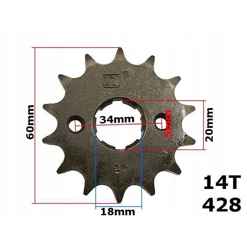 Front sprocket 428 14z atv street cg 150 cg 200 rob