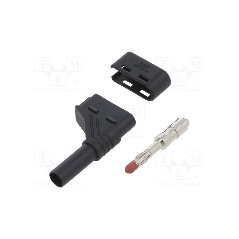 1 pcs x HIRSCHMANN T&M - LAS S W SW - Plug, 4mm banana, 24A, 1kVDC, black, insulated,angled, 0.5÷1.5mm2