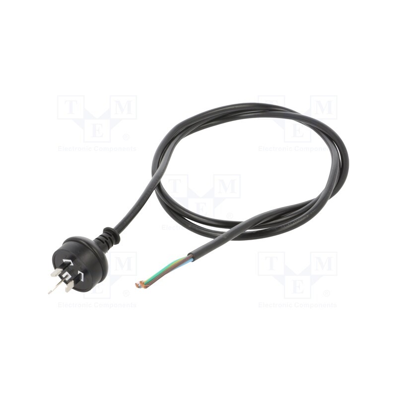 1 pcs x Qualtek Electronics - 373008-01 - Cable, 3x1mm2, AS 3112 (I) plug,wires, PVC, 1.8m, black, 10A, 250V